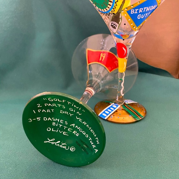 Lolita painted martini glasses GOLF / BIRTHDAY - Picture 3 of 4